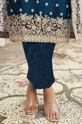 Navy Blue Net Embroidered Pakistani Salwar Kameez