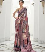 Multi Colour Classic Digital Printed Crepe Silk Blend Saree