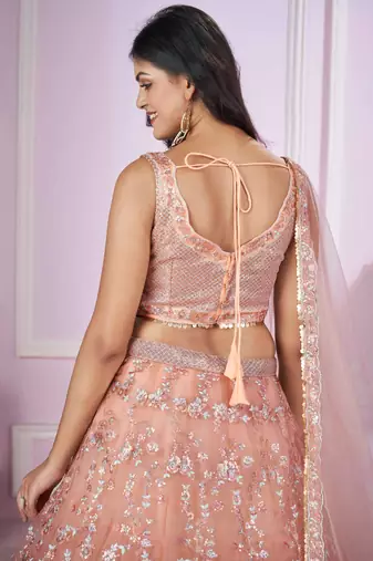 beige sequins net lehenga set choli with dupatta with dupatta