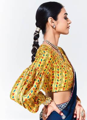 Dark Blue Tissue Organza Embroidered Sequence Work Saree 4