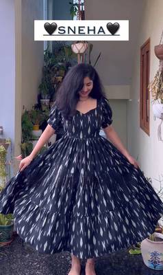 Muslin fabric Ikkat Print kurti maxi dress 2
