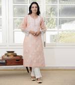 Pink kota embroidered kurta
