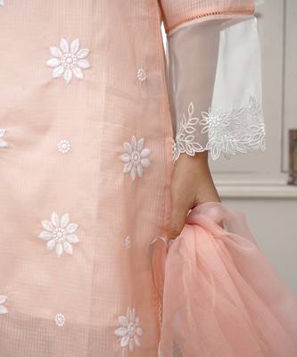 Pink kota embroidered kurta 2