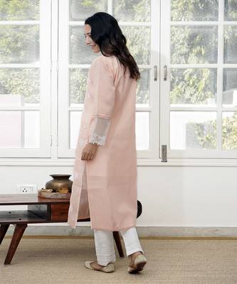 Pink kota embroidered kurta 4