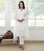 White lace embroidered kurta
