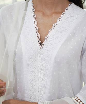 White lace embroidered kurta 2