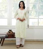 Mint lace chikankari kurta