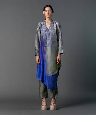 Multicolor dupion silk printed kurta sets 1