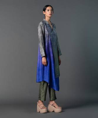 Multicolor dupion silk printed kurta sets 2
