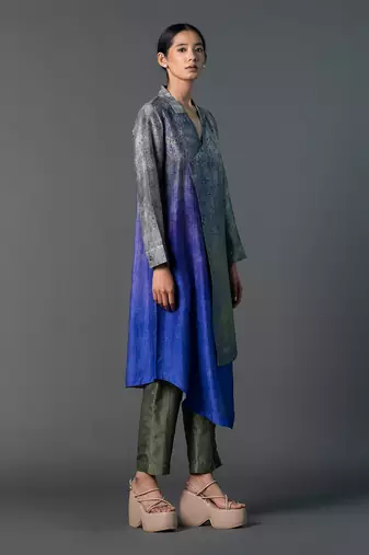 Multicolor dupion silk printed kurta sets