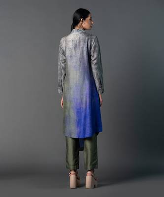 Multicolor dupion silk printed kurta sets 3