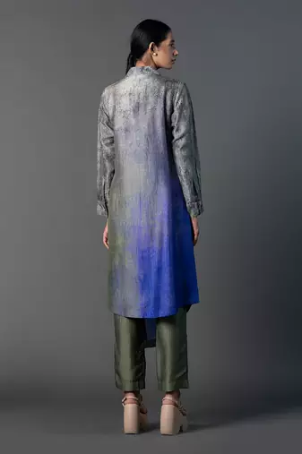 Multicolor dupion silk printed kurta sets