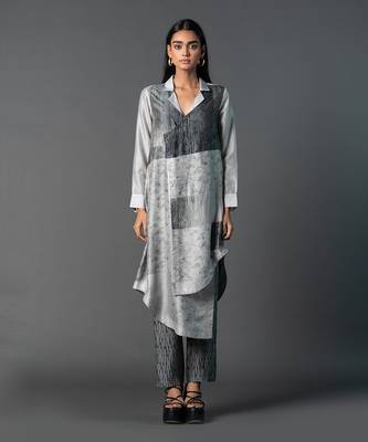 Multicolor dupion silk printed kurta sets 1