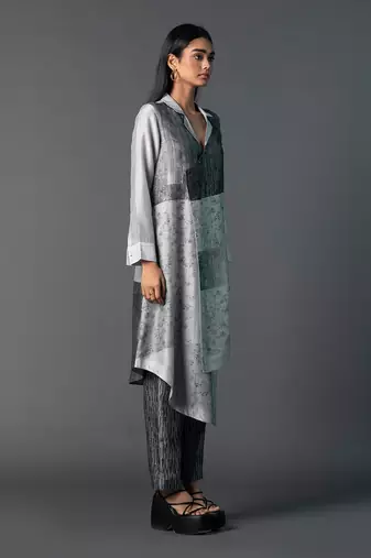 Multicolor dupion silk printed kurta sets
