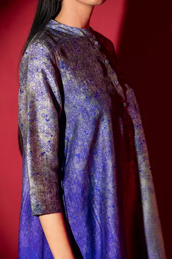 Multicolor dupion silk printed kurta sets