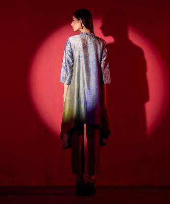 Multicolor dupion silk printed kurta sets 3