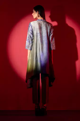 Multicolor dupion silk printed kurta sets