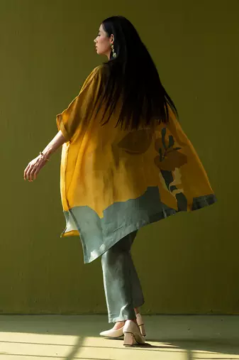 Multicolor dupion silk printed kurta sets