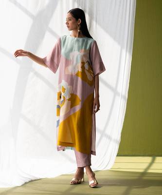 Multicolor dupion silk printed kurta sets 1