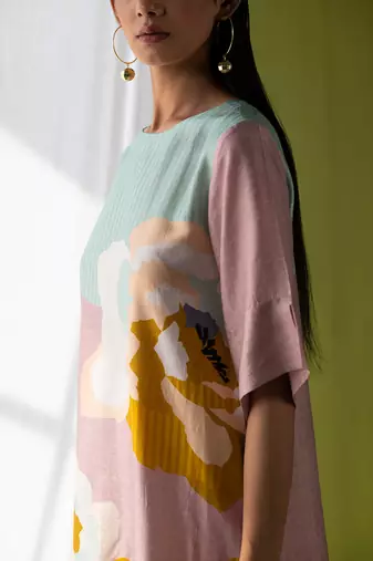Multicolor dupion silk printed kurta sets