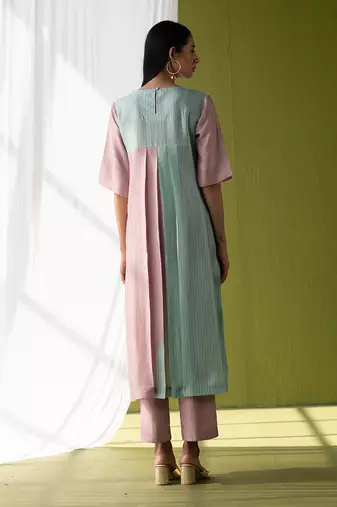 Multicolor dupion silk printed kurta sets