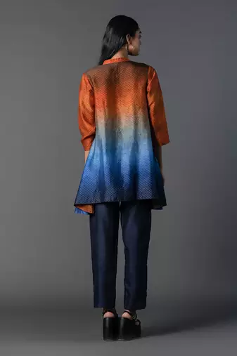 Multicolor dupion silk printed kurta sets