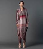 Brown dupion silk printed kurta sets