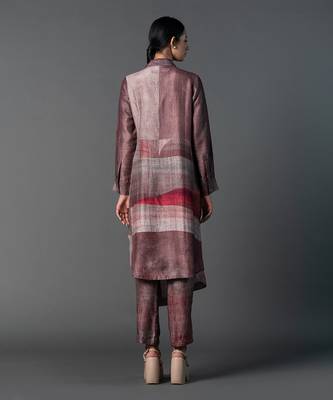 Brown dupion silk printed kurta sets 3