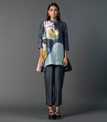 Multicolor dupion silk printed kurta sets