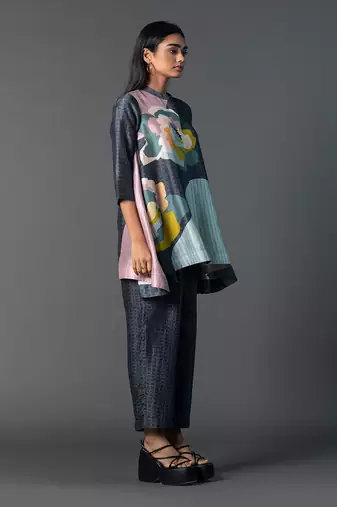 Multicolor dupion silk printed kurta sets