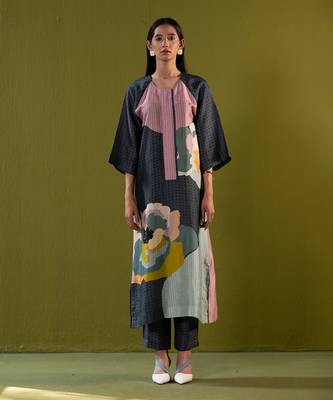 Multicolor dupion silk printed kurta sets 2