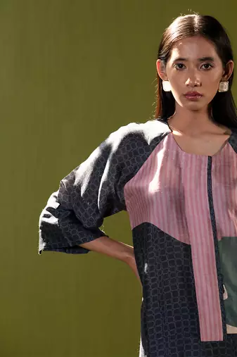 Multicolor dupion silk printed kurta sets