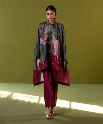 Multicolor dupion silk printed kurta sets 1
