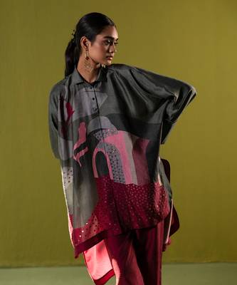Multicolor dupion silk printed kurta sets 2