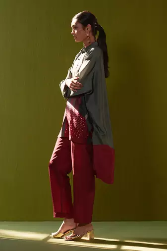 Multicolor dupion silk printed kurta sets