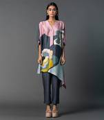 Multicolor dupion silk printed kurta sets