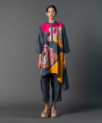 Multicolor dupion silk printed kurta sets 1