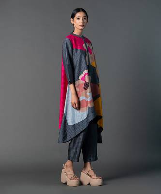 Multicolor dupion silk printed kurta sets 2