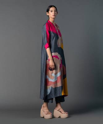 Multicolor dupion silk printed kurta sets 2