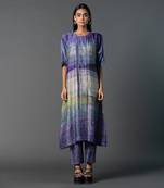 Deep purple dupion silk printed kurta sets