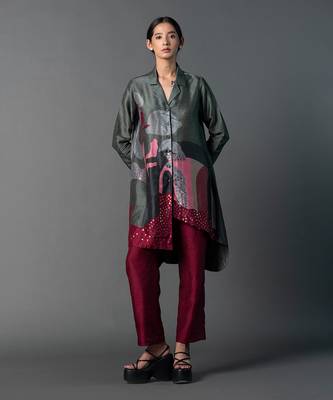 Multicolor dupion silk printed kurta sets 1