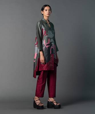 Multicolor dupion silk printed kurta sets 2