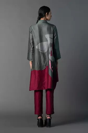 Multicolor dupion silk printed kurta sets