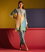 Multicolor dupion silk printed kurta sets