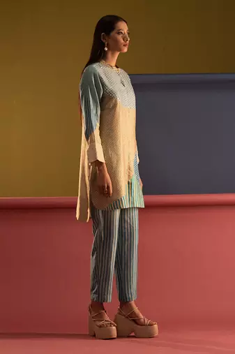 Multicolor dupion silk printed kurta sets