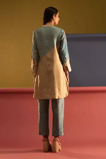 Multicolor dupion silk printed kurta sets