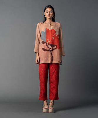 Multicolor dupion silk printed kurta sets 1