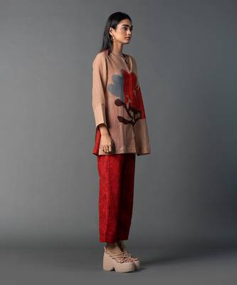 Multicolor dupion silk printed kurta sets 3