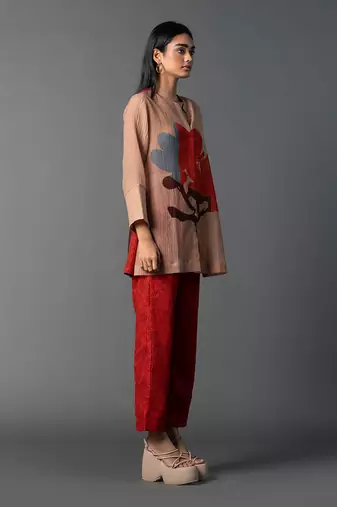 Multicolor dupion silk printed kurta sets