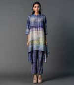 Bright purple dupion silk printed kurta sets